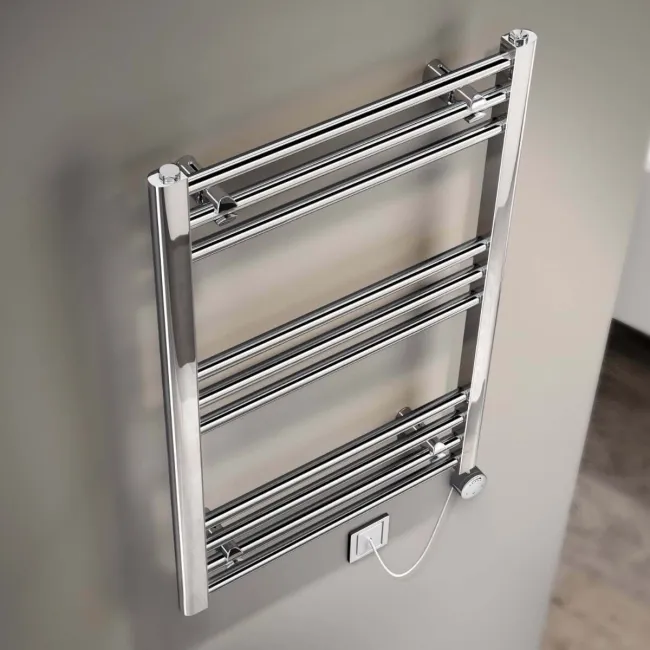 Barcelona Electric Chrome Straight Heated Towel Rail 800x500mm