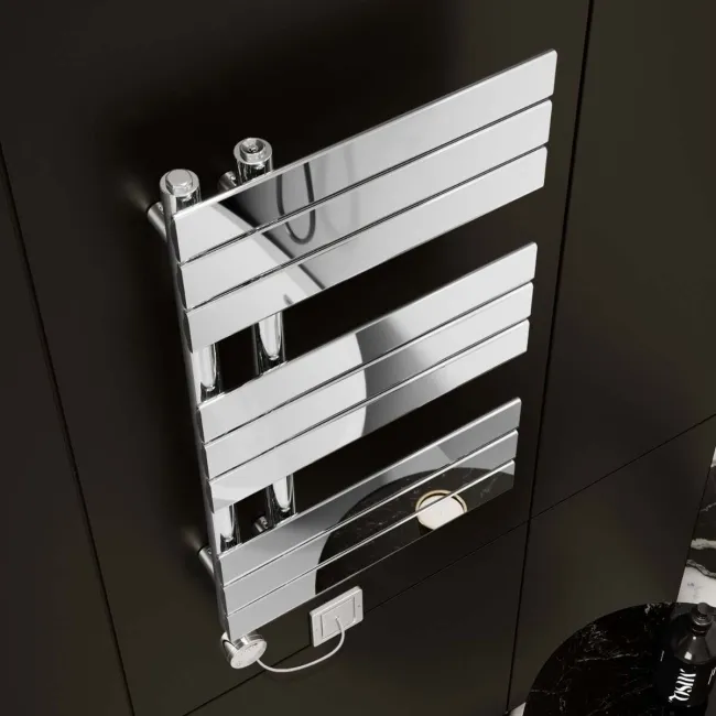 Seville Electric Chrome Designer Flat Panel Heated Towel Rail 800x450mm