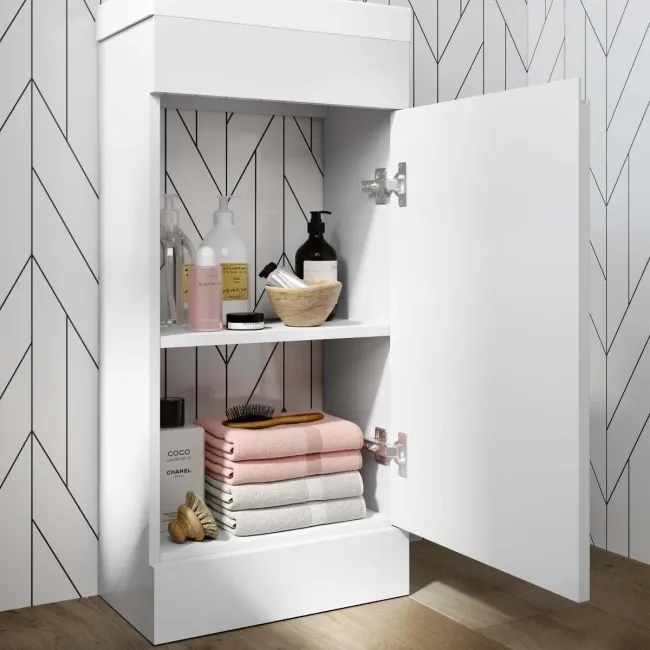 Trent Gloss White Cloakroom Floor Standing Basin Vanity 400mm