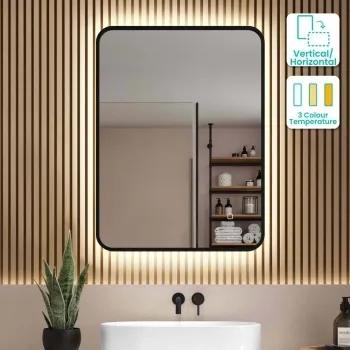 Olivia Black Framed Backlit llluminated LED Mirror 800x600mm