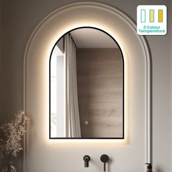 Maya Black Framed Arched Backlit Illuminated LED Mirror 750x500mm