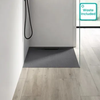 Tokyo Square Matt Grey Slate Texture Stone Shower Tray 800x800mm