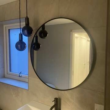  Mollie Black Framed Round Backlit llluminated LED Mirror 800mm 