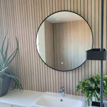 Mollie Black Framed Round Backlit llluminated LED Mirror 800mm 