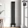 Athens Matt Black Double Column Vertical Traditional Radiator 1800x290mm