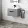 Avon Stone Grey Wall Hung Basin Drawer Vanity 600mm - Black Accents
