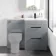 Avon Stone Grey Basin Vanity Drawer and Back To Wall Unit 1100mm - Black Accents - Right Handed