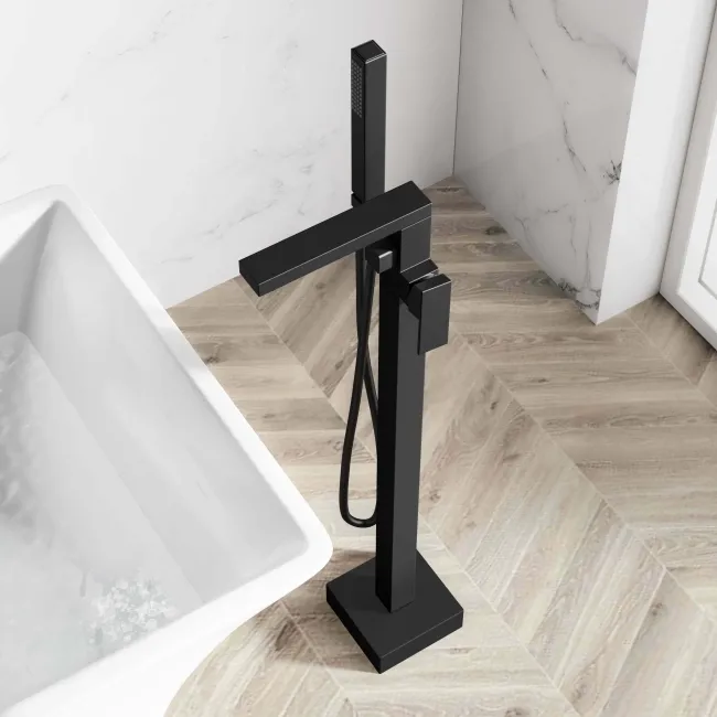 Tamar Matt Black Freestanding Bath Shower Mixer Tap