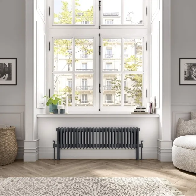 Athens Anthracite Triple Column Horizontal Traditional Radiator 300x1190mm