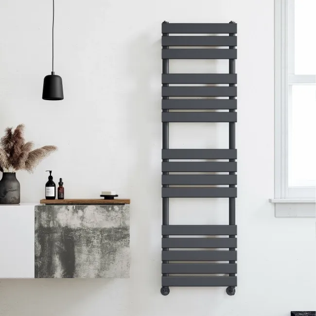 Santorini Anthracite Flat Panel Heated Towel Rail 1600x450mm