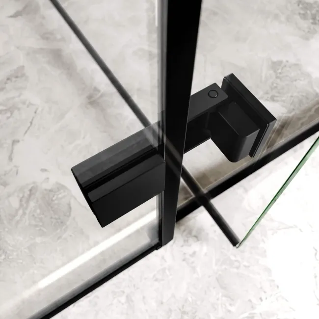 Helsinki Matt Black Premium Easy Clean 8mm Hinged Shower Door 1100mm