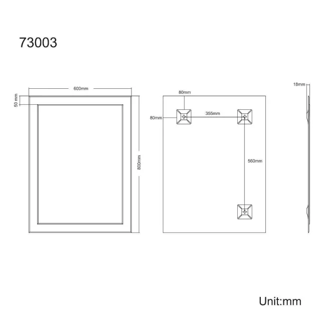 Bella Art Deco Bathroom Mirror 800x600mm