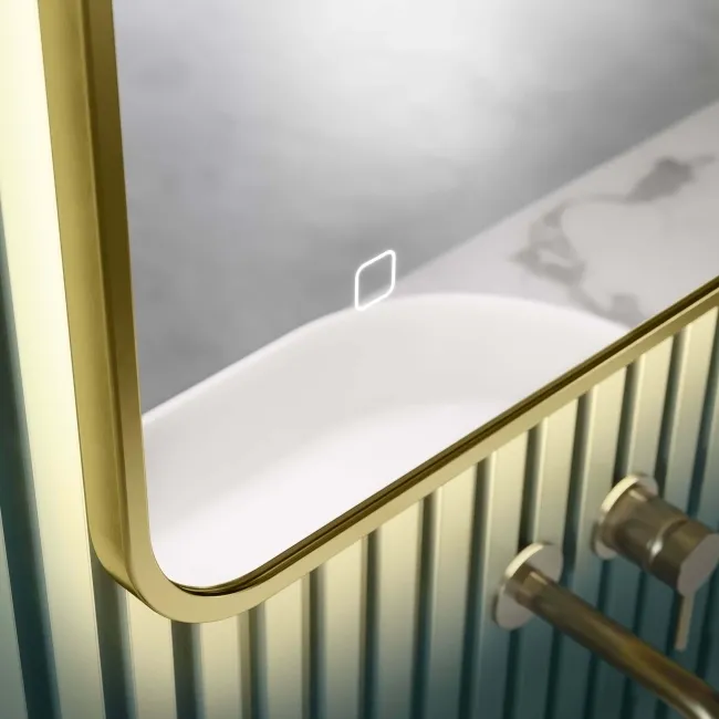 Mila Brushed Brass Backlit llluminated LED Mirror 700x500mm