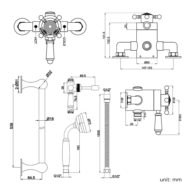 Traditional Shannon Thermostatic Shower Set