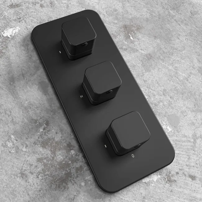 Galway Premium Matt Black Square Thermostatic Waterfall Shower Set & Hand Shower