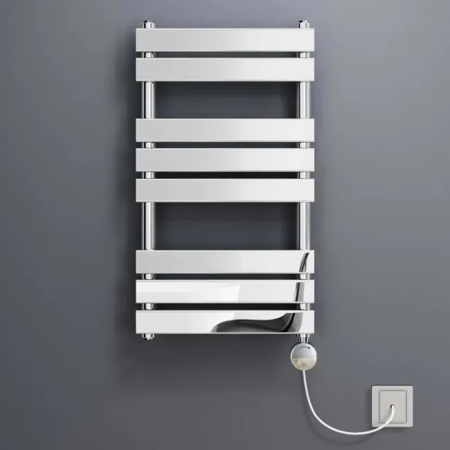 Santorini Electric Chrome Flat Panel Heated Towel Rail 800x450mm
