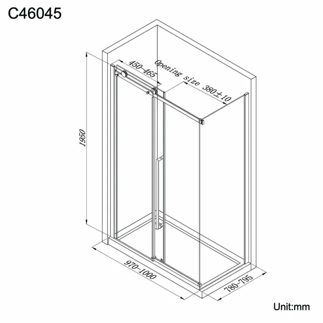 Oslo Premium Easy Clean 8mm Sliding Shower Enclosure 1000x800mm