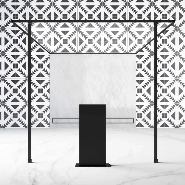 Munich Matt Black Framed 8mm Walk Through Wet Room Shower Glass Panel 1400mm