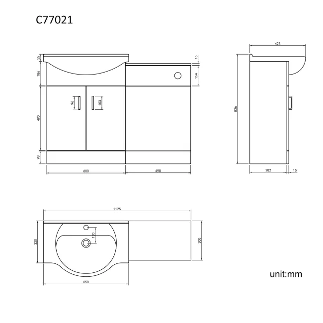 Quartz Stone Grey Basin Vanity and Back To Wall Toilet Unit 1150mm