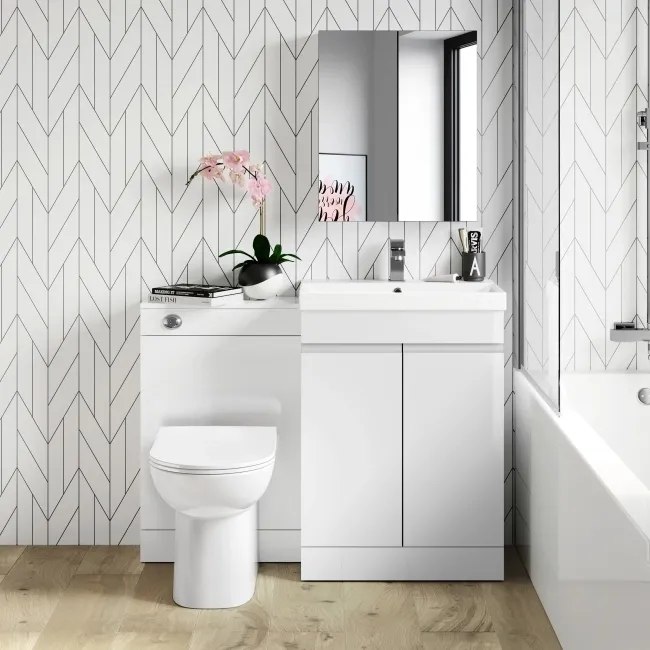 Trent Gloss White Combination Vanity Basin and Aruba Toilet 1100mm