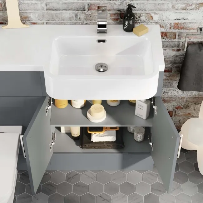 Harper Stone Grey Combination Vanity Basin and Atlanta Toilet 1200mm - Right Handed