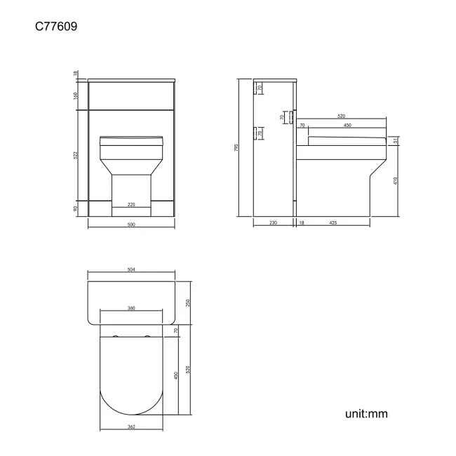 Bali Curved Tungsten Grey Slimline Back To Wall Unit and Denver Toilet