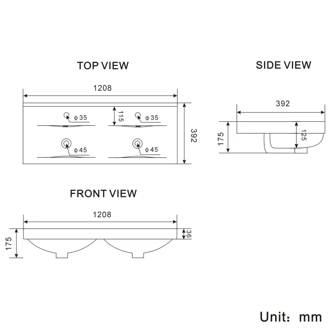 Elba Inky Blue Wall Hung Double Basin Drawer Vanity 1200mm - Black Accents