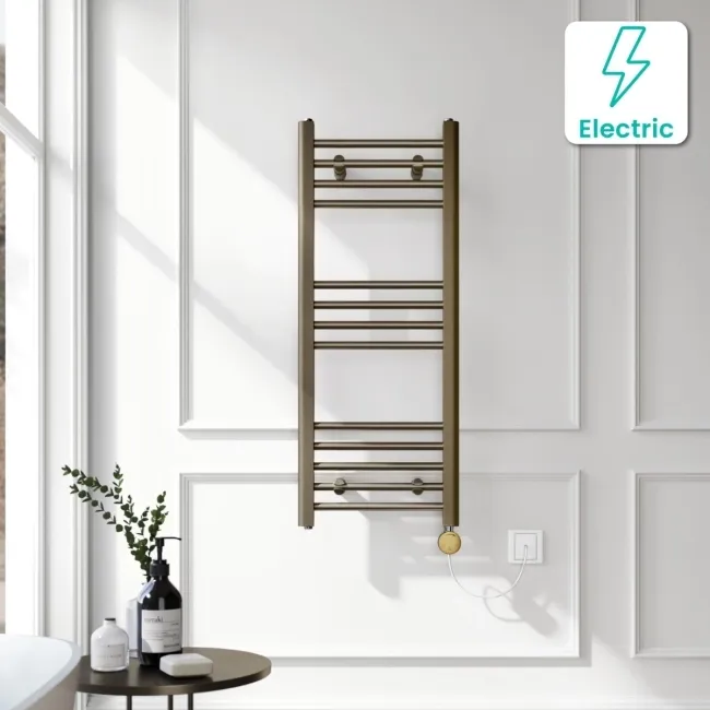 Barcelona Electric Antique Gold Straight Heated Towel Rail 1000x400mm