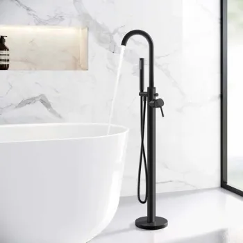 Trent Matt Black Freestanding Bath Shower Mixer Tap