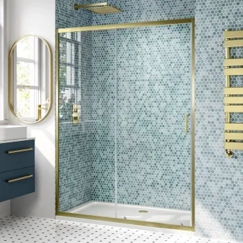 London Brushed Brass 6mm Sliding Shower Door 1400mm