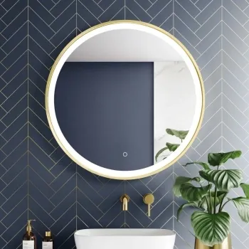Mollie Brushed Brass Round Illuminated LED Mirror 800mm