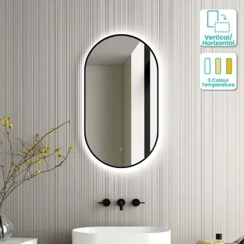 Darci Black Framed Backlit llluminated LED Mirror 900x500mm