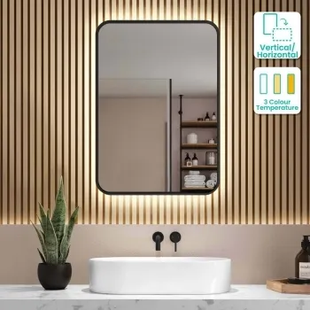 Olivia Black Framed Backlit llluminated LED Mirror 700x500mm