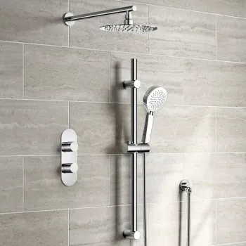 Ballina Premium Chrome Round Thermostatic Shower Set - 200mm Head & Slider Hand Shower