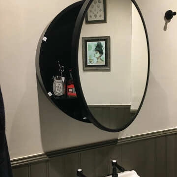 Mollie Black Framed Round Mirror Cabinet 600mm