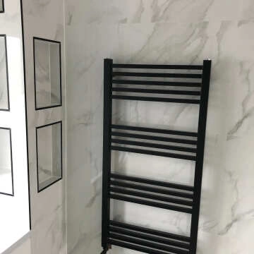 Valetta Matt Black Square Heated Towel Rail 1200x600mm