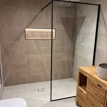 Munich Matt Black Framed Easy Clean 8mm Wet Room Shower Glass Panel 1000mm