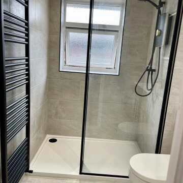 Munich Matt Black Framed Easy Clean 8mm Wet Room Shower Glass Panel 800mm