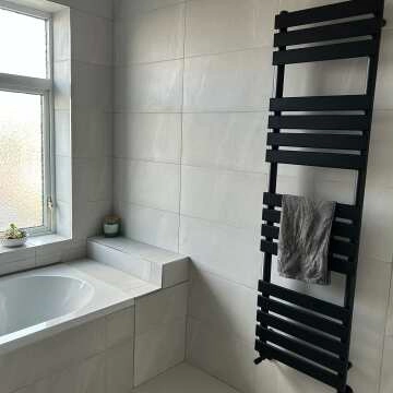 Santorini Matt Black Flat Panel Heated Towel Rail 1600x450mm