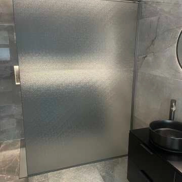 Lyon Gunmetal 8mm Laminated Wet Room Shower Glass Panel with Grey Frost Pattern 1400mm