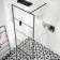 Munich Matt Black Grid Easy Clean 8mm Wet Room Shower Glass Panel 1100mm