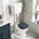 Hudson Traditional Toilet With Low-Level Cistern and Inky Blue Wooden Seat