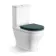 Kansas Traditional Rimless Close Coupled Toilet With Midnight Green Wooden Seat - Brushed Brass Hinges