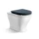 Kansas Traditional Rimless Back To Wall Toilet With Inky Blue Wooden Seat - Brushed Brass Hinges