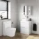 Trent Gloss White Vanity Drawer with Marble Top & Curved Counter Top Basin 600mm