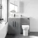 Avon Stone Grey Combination Vanity Basin and Aruba Toilet 1100mm - Black Accents - Left Handed