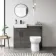 Harper Charcoal Elm Combination Vanity Basin with Marble Top & Miami Toilet 1000mm - Black Accents