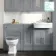 Monaco Dove Grey Combination Vanity Traditional Basin and Hudson Toilet with Wooden Seat 1500mm