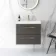 Elba Graphite Grey Wall Hung Basin Drawer Vanity 600mm - Brushed Brass Accents