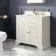 Lucia Chalk White Vanity with Marble Top & Undermount Basin 830mm - Brushed Brass Accents